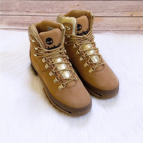Timberland Women’s Euro Hiker Waterproof Wheat And Gold Boots - Picture 3 of 8
